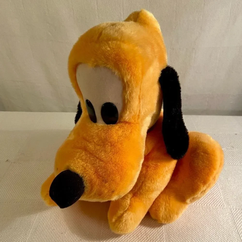 VINTAGE Large Pluto Stuffed Animal Plush Sitting Dog Disneyland Walt DisneyWorld